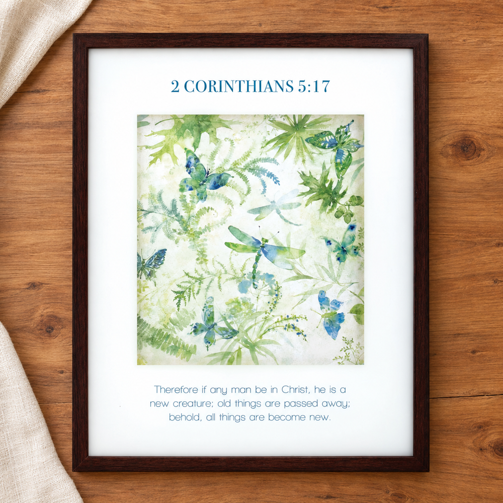 Psalm & Cedar framed wall art — 2 Corinthians 5:17