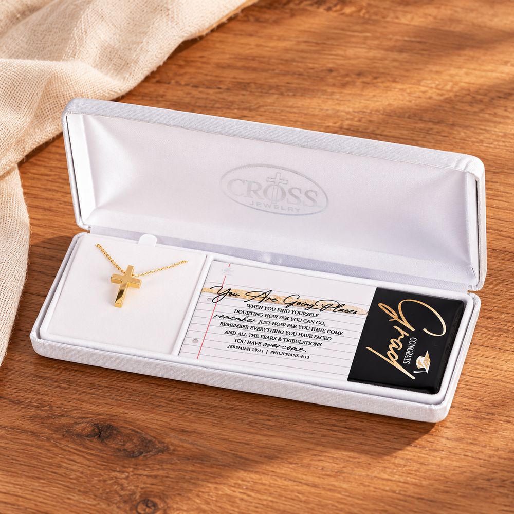 Graduation box cross necklace