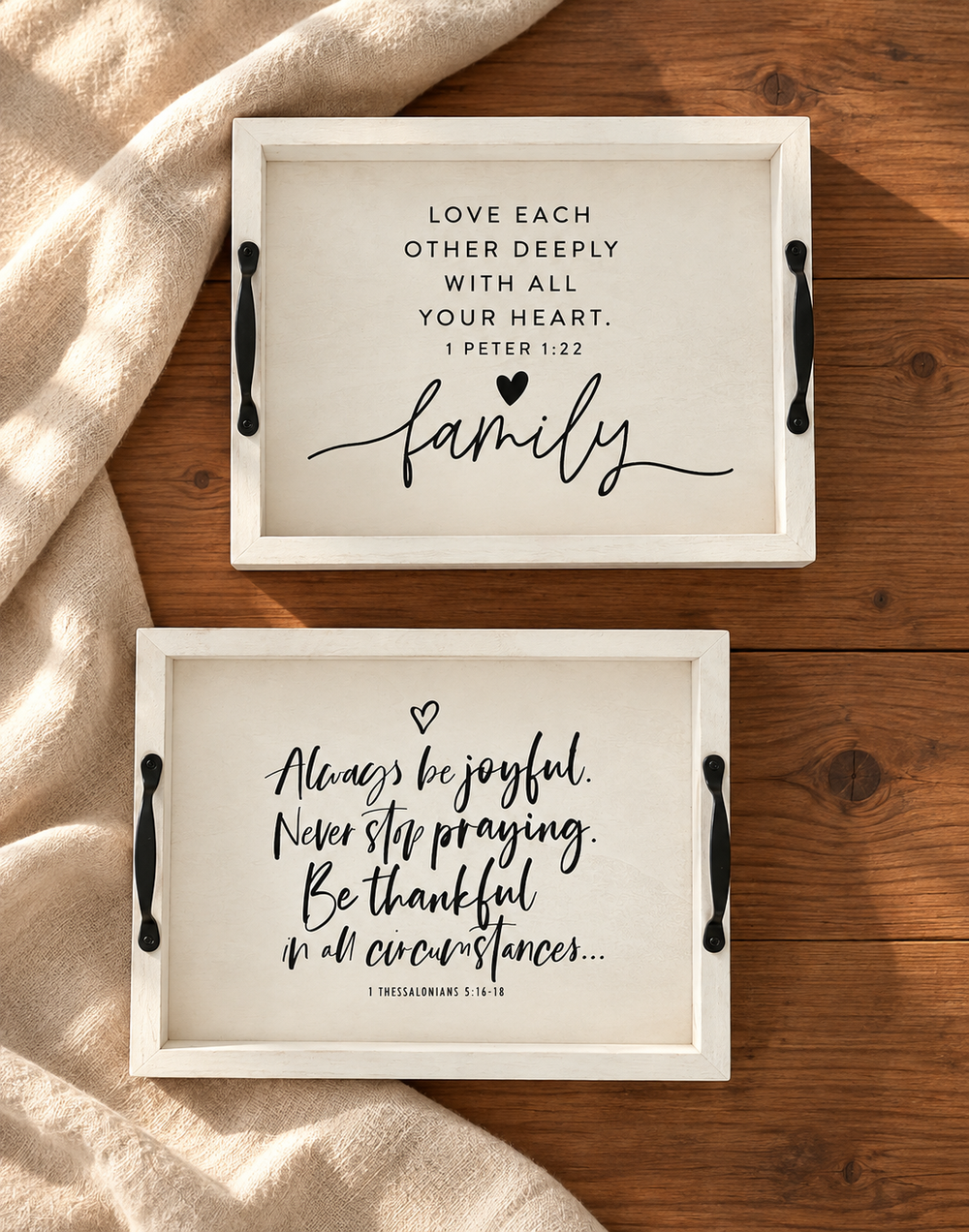 Faith Filled Always Be Joyful Tray detail — Psalm & Cedar