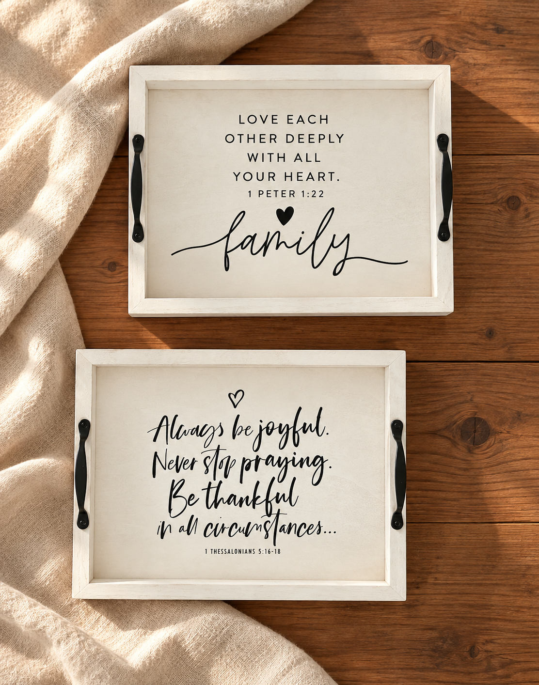 Faith Filled Always Be Joyful Tray detail — Psalm & Cedar