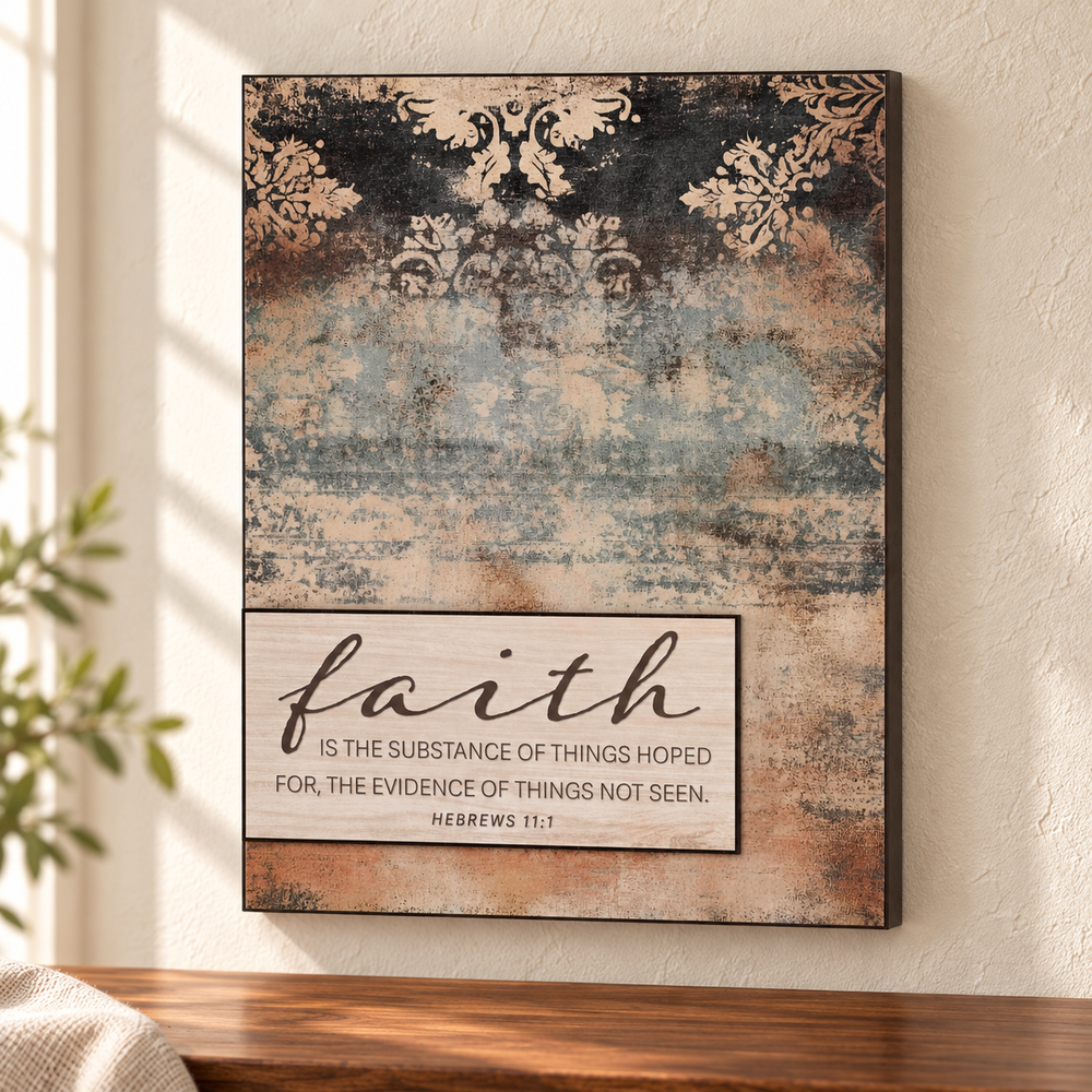Faith Is the Substance Stacked Wall Plaque — Hebrews 11:1 — view 1