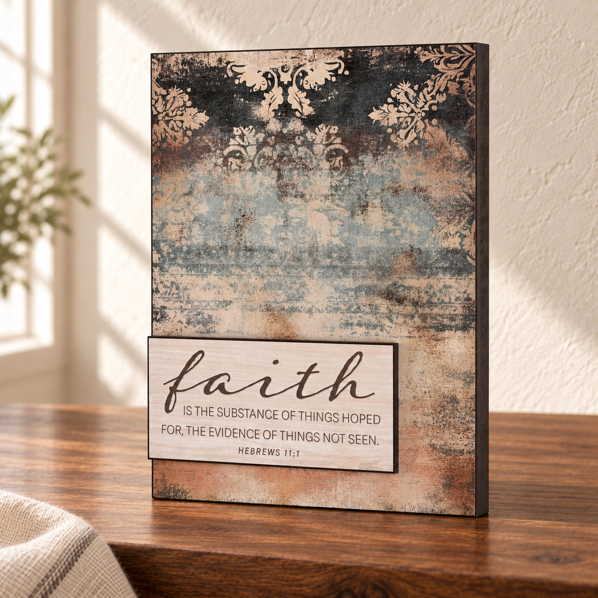 Faith Is the Substance Stacked Wall Plaque — Hebrews 11:1 — view 2