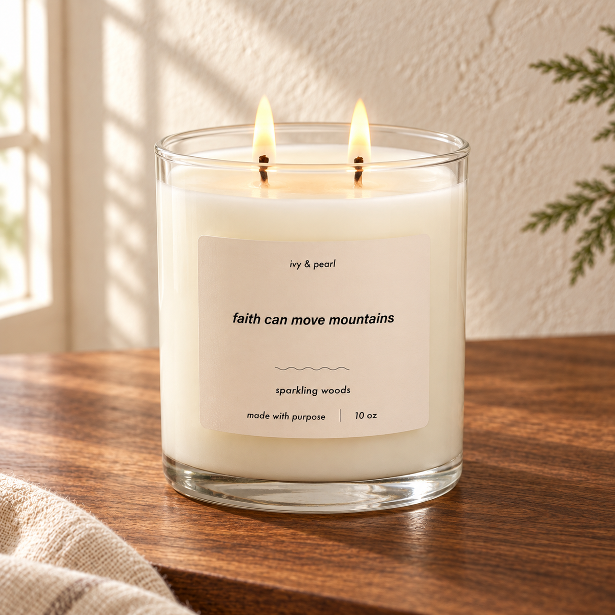 Faith Can Move Mountains Candle — Sparkling Woods — view 2