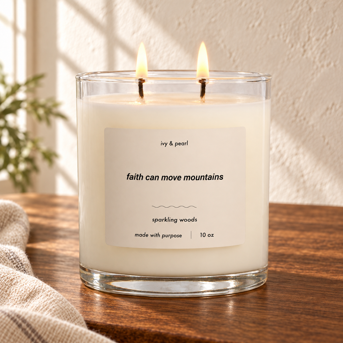 Faith Can Move Mountains Candle — Sparkling Woods — view 3