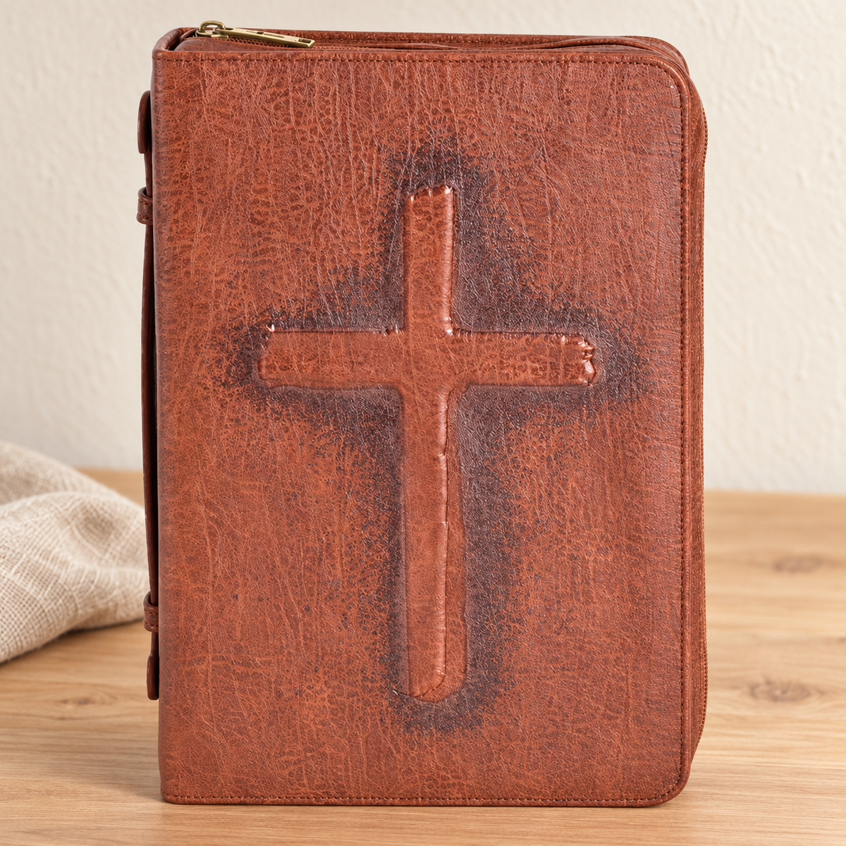 Psalm & Cedar — Bible Cover: Vintage Cross — Brown, Extra Large — supplier-reference-verified hero