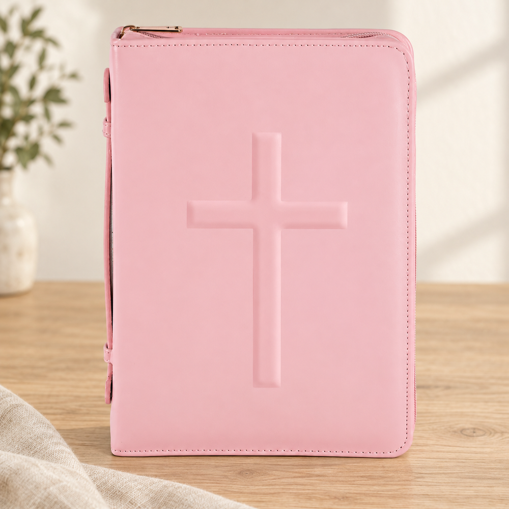 Psalm & Cedar — Bible Cover: Pink Embossed Cross — Extra Large — supplier-reference-verified hero