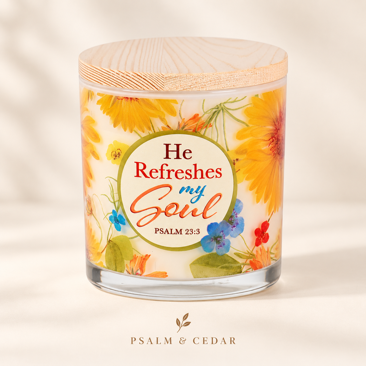 Psalm & Cedar — He Refreshes My Soul candle