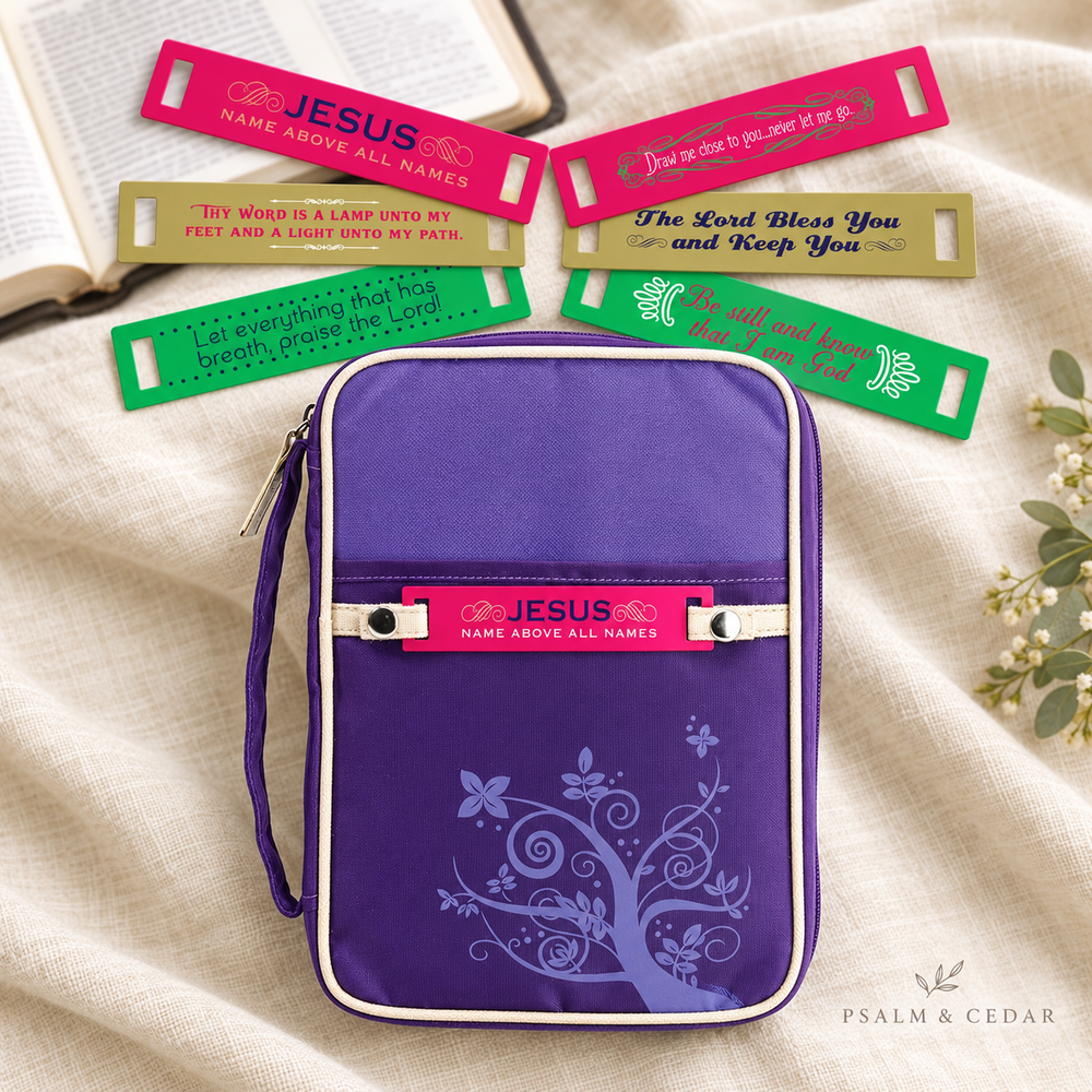 Psalm & Cedar — Purple Changeable Tag Bible Cover