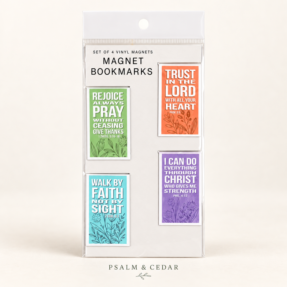 Psalm & Cedar — Floral Scripture Magnetic Bookmark Set