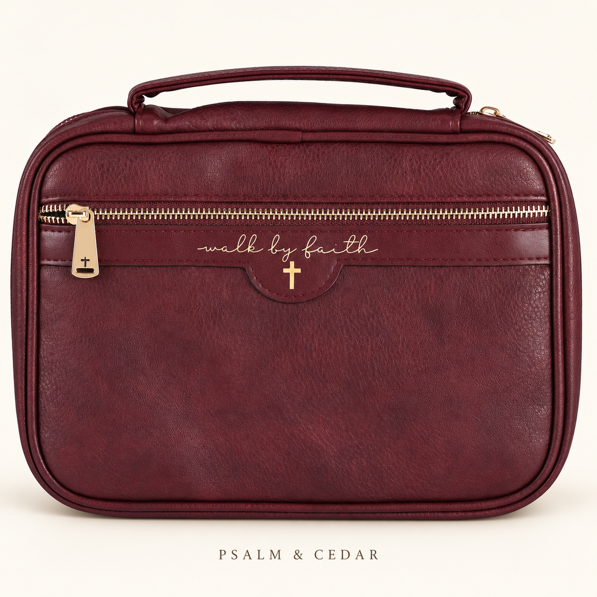 Psalm & Cedar — Walk by Faith Burgundy Bible Cover