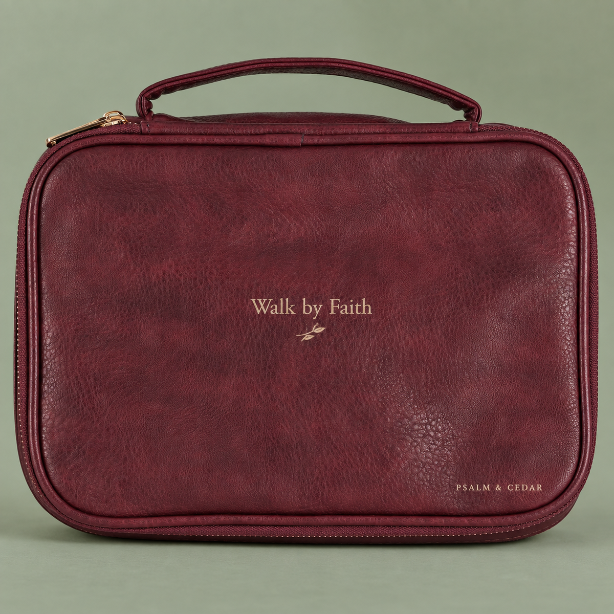 Psalm & Cedar — Walk by Faith Burgundy Bible Cover