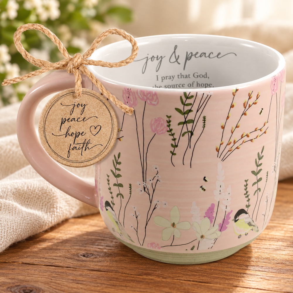Mug: Spring Garden Joy Peace — front view